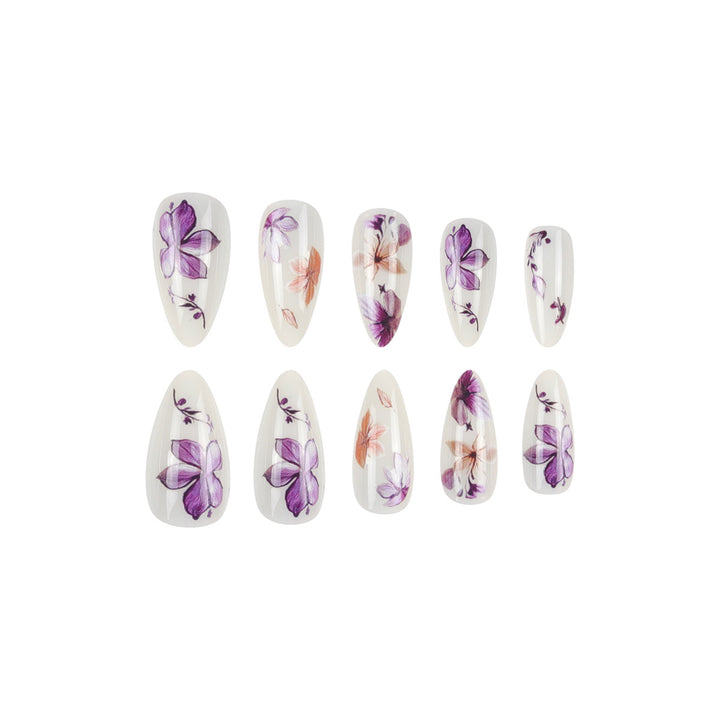 Floral Design Stiletto Press-On Nails Kalsten