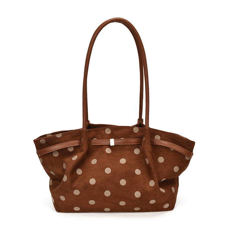 Polka Dot Suede Shoulder Tote