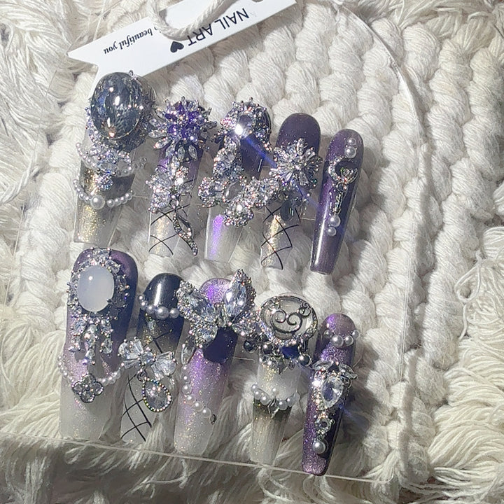 Luxurious Rhinestone Decorative Press-On Nails