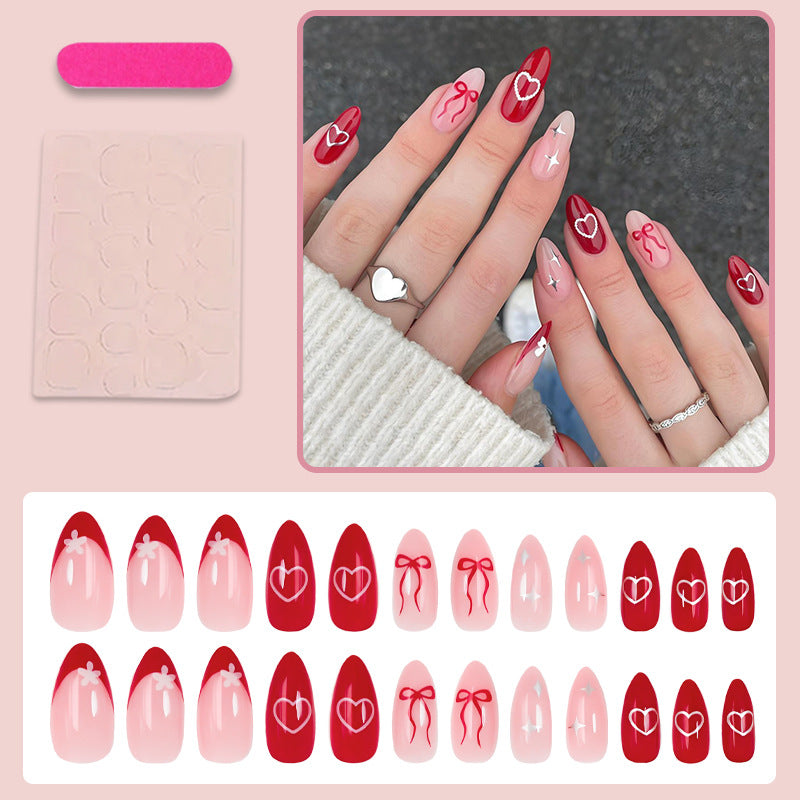 Artificial nail set with romantic hearts and bows Kalsten