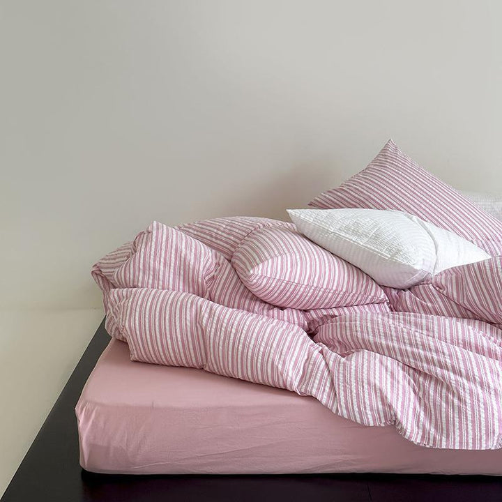 Cotton waffle bedding set with fine structure and breathable comfort