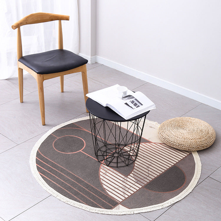 Round Decorative Living Room Carpet with Modern Geometric Pattern Kalsten