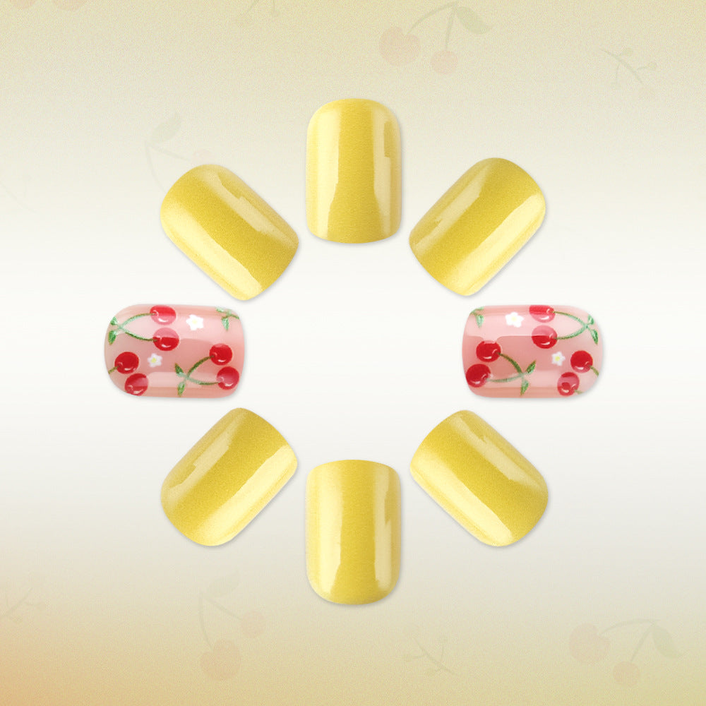 Artistic Cherry-Themed Gel Nail Art Kalsten