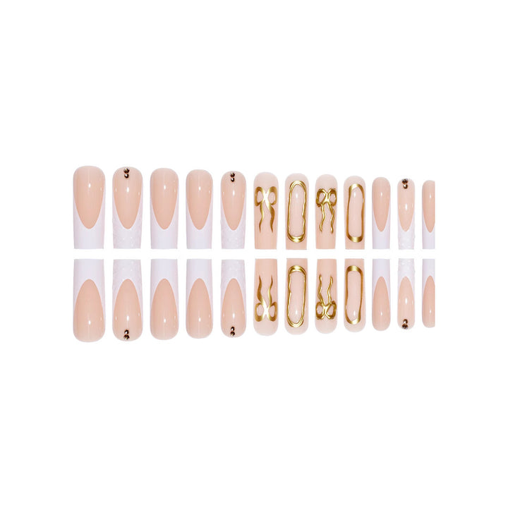 Elegant Bow-Embellished Press-On Nails Kalsten