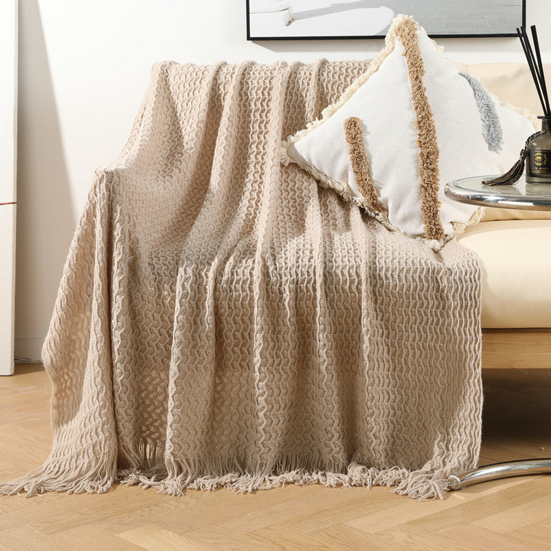 Women Luxurious Knit Blanket with Fringes Kalsten