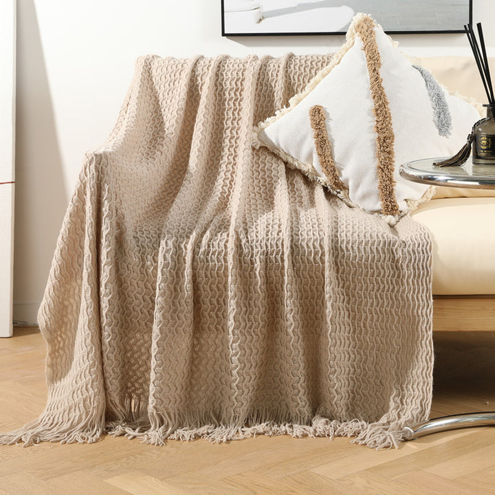 Women Luxurious Knit Blanket with Fringes Kalsten