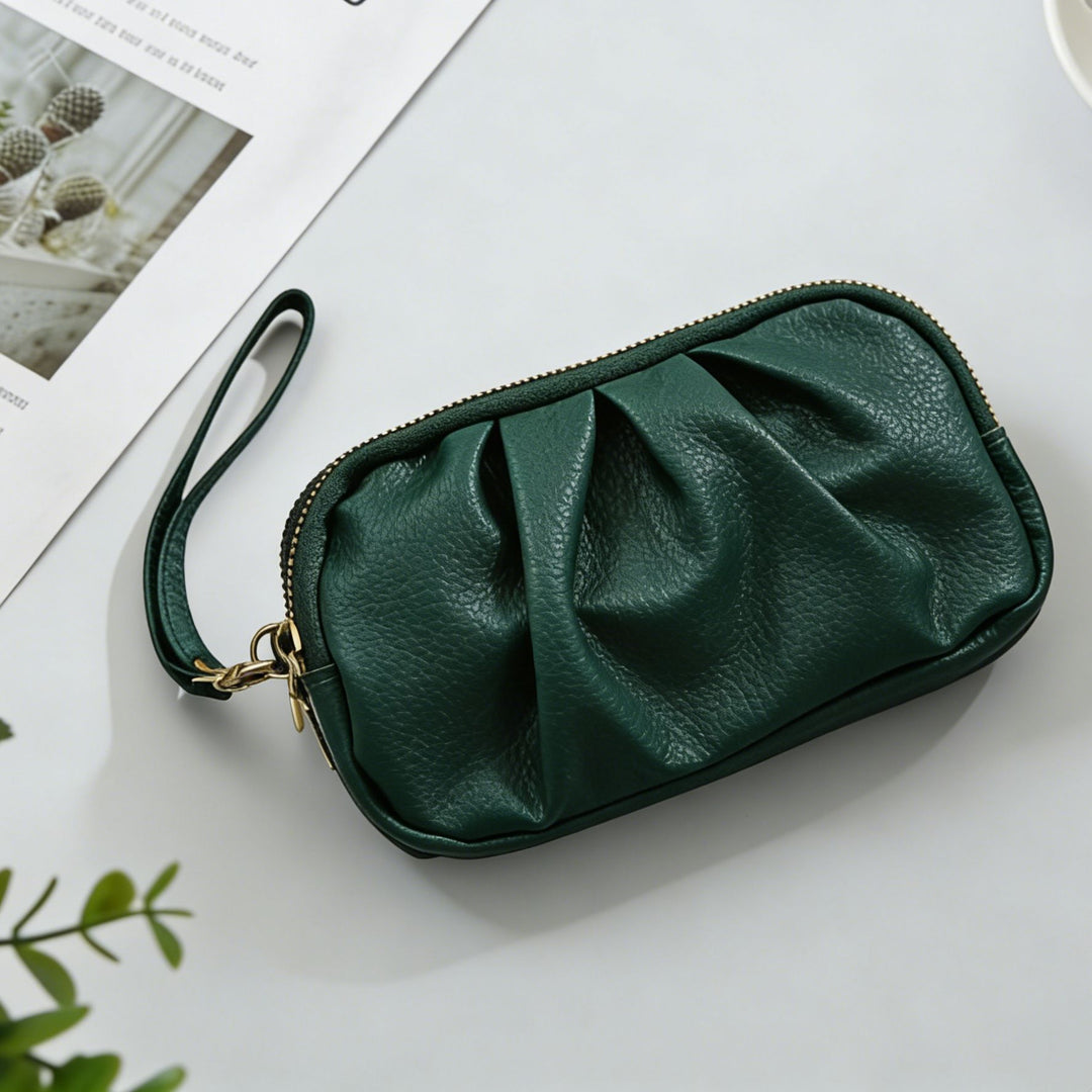 Textured Leather Zip Clutch Wallet Kalsten