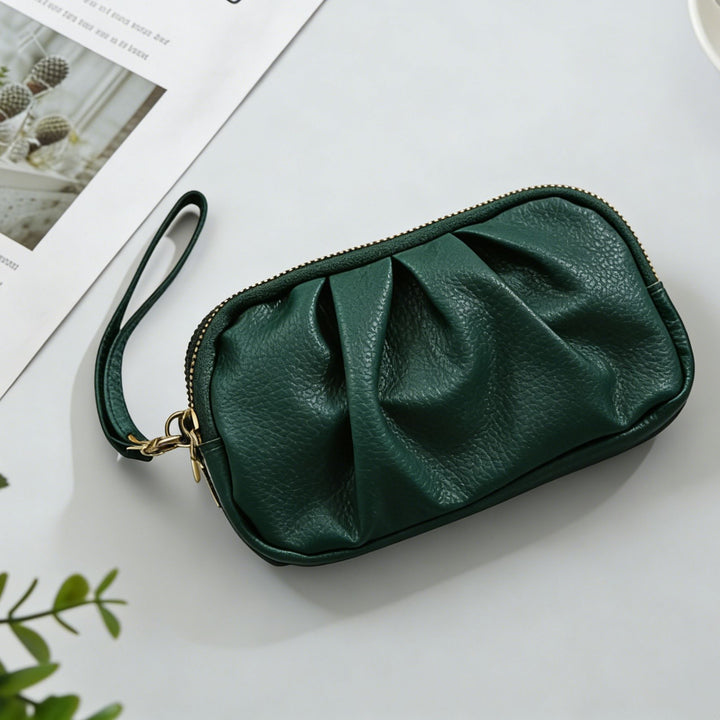 Textured Leather Zip Clutch Wallet Kalsten