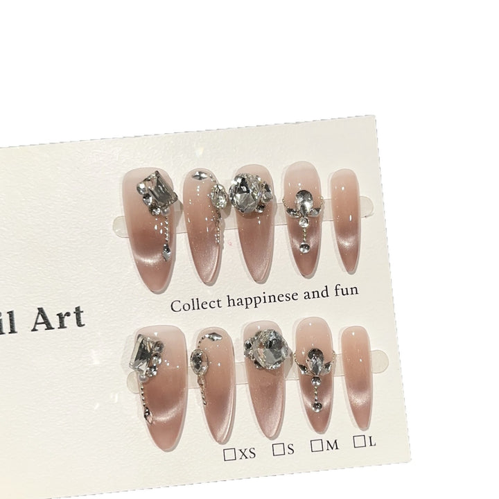 Glamorous Crystal-Decorated Press-On Nail Set