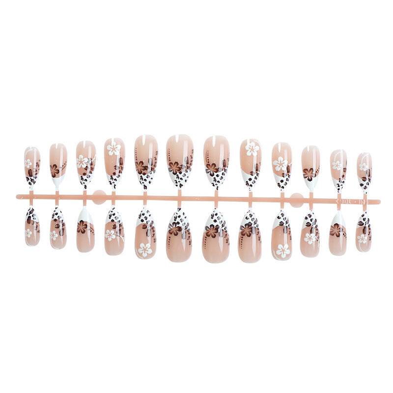 Elegant Leopard and Floral Design Press-On Nails