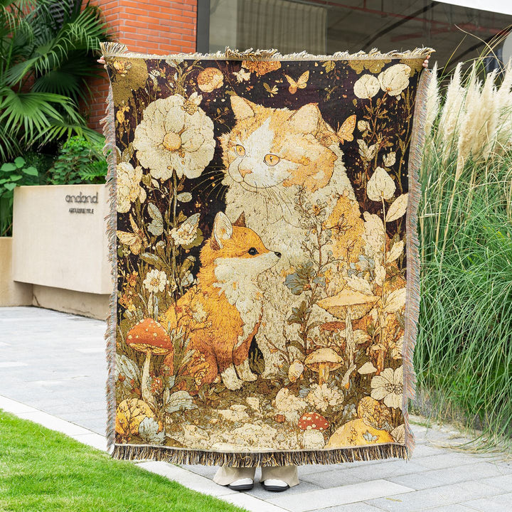 Artistic Cat-Themed Throw Blanket