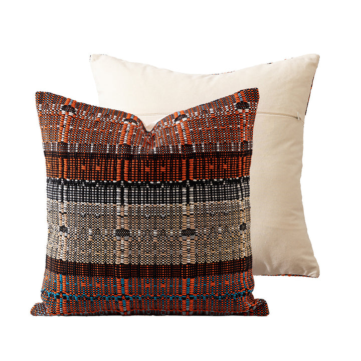 Woven Reversible Ethno Cushion Cover with Textured Surface and Concealed Zipper Kalsten