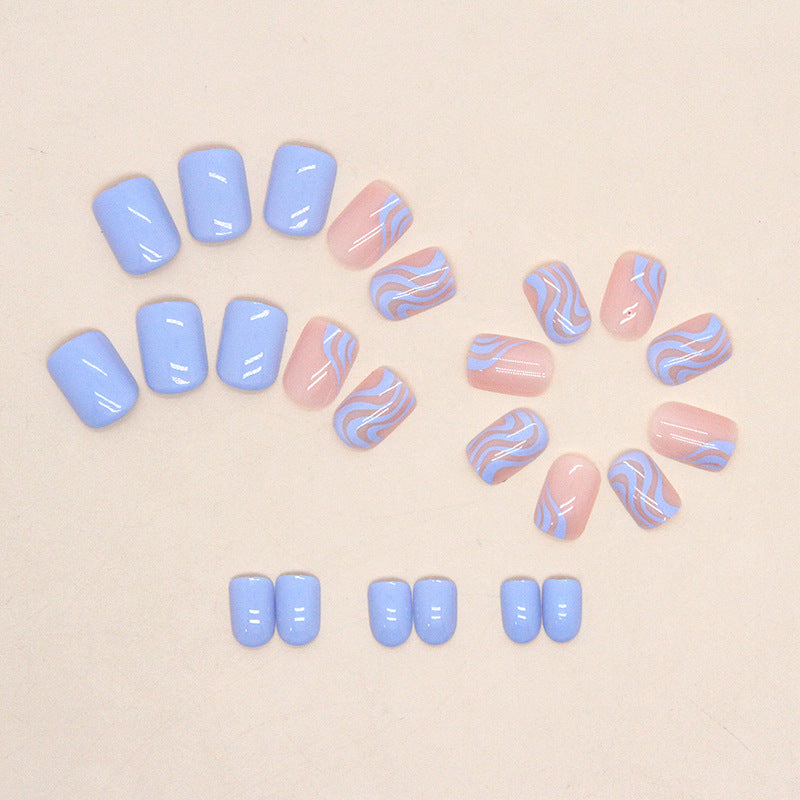 Floral Wave Design Press-On Nail Art Kalsten