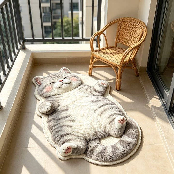 Cartoon Cat-Themed Plush Area Rug