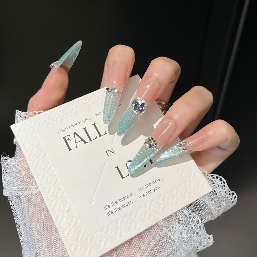 Glamorous Crystal-Embellished Stiletto Press-On Nail Extensions Kalsten