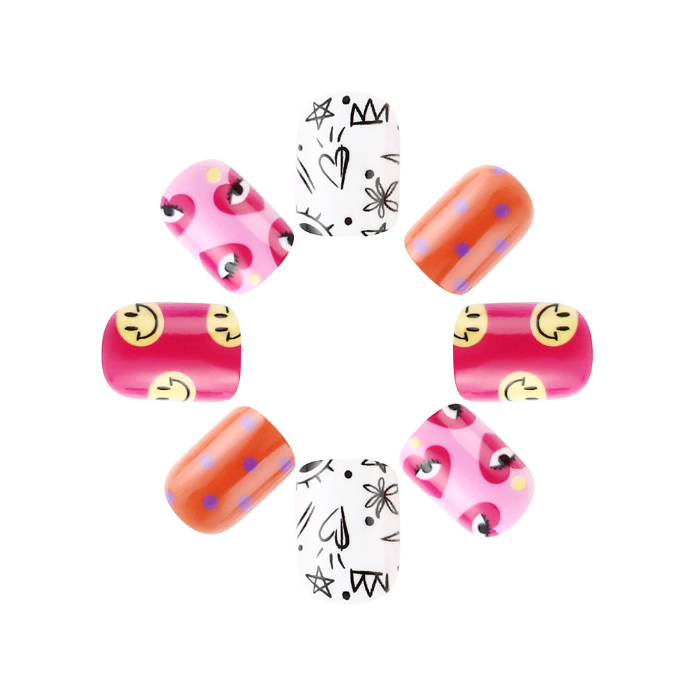 Artistic Press-On Nail Art Set with Playful Designs Kalsten