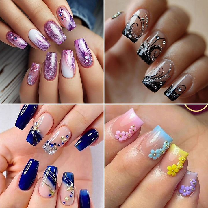 Artificial nails with floral 3D applications Kalsten