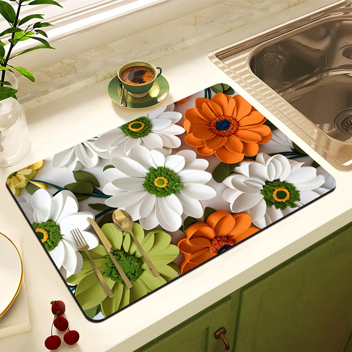 Floral Design Anti-Slip Kitchen Mat