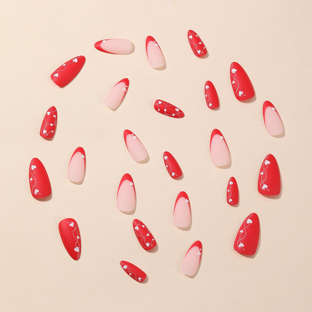 Romantic Heart-Design Acrylic Nail Art Extensions Kalsten