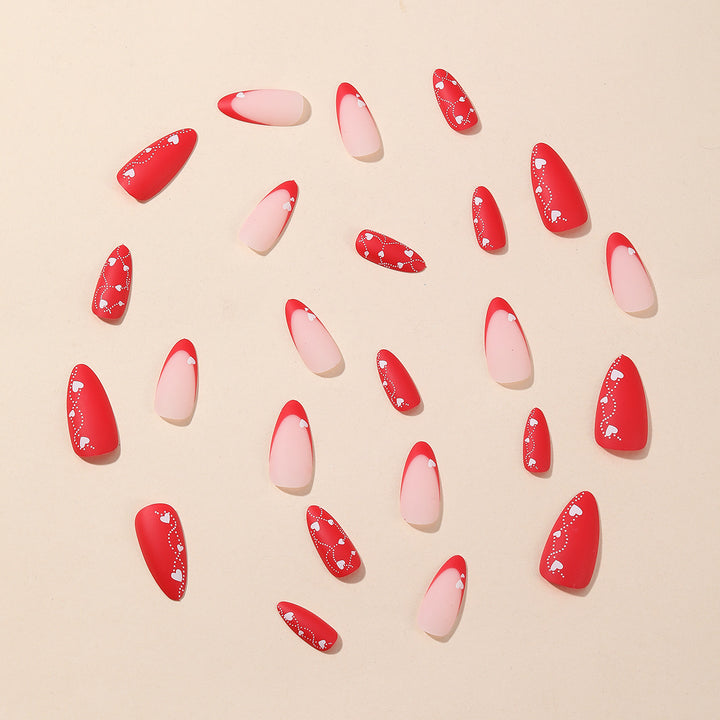 Romantic Heart-Design Acrylic Nail Art Extensions Kalsten