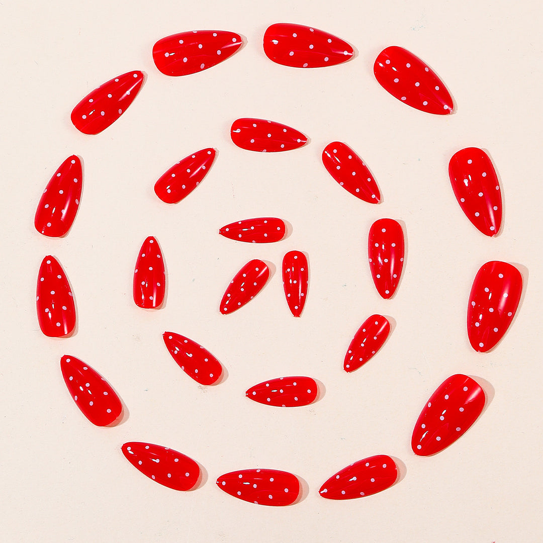 Glossy Polka Dot Stiletto Nail Art Extensions Kalsten