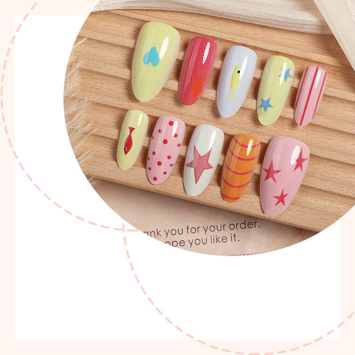 Creative nail set with colorful designs and maritime motifs Kalsten