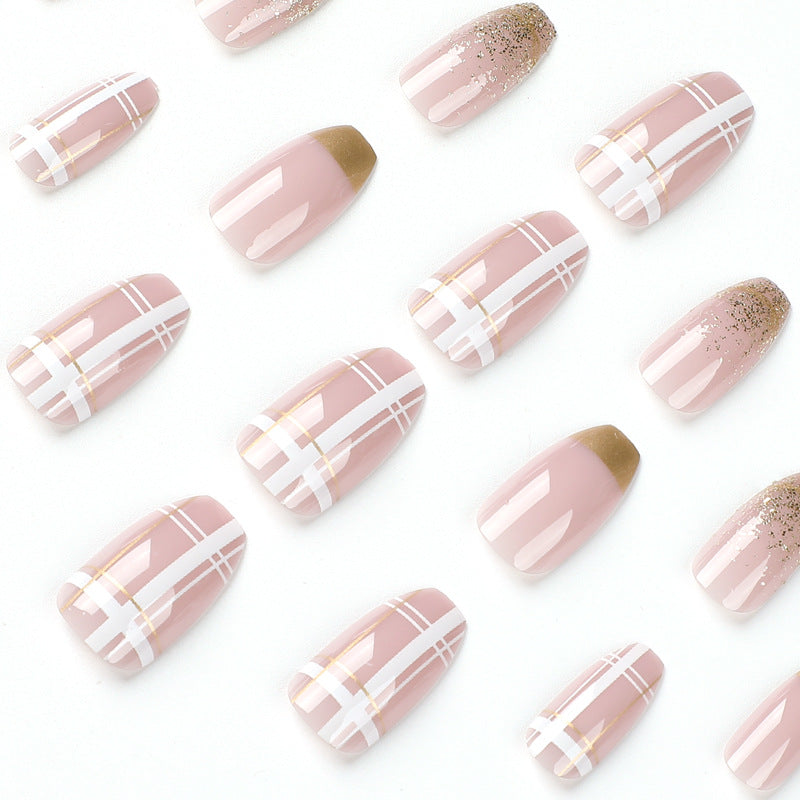 Artistic Nail Extensions with Glitter and Gold Accents Kalsten