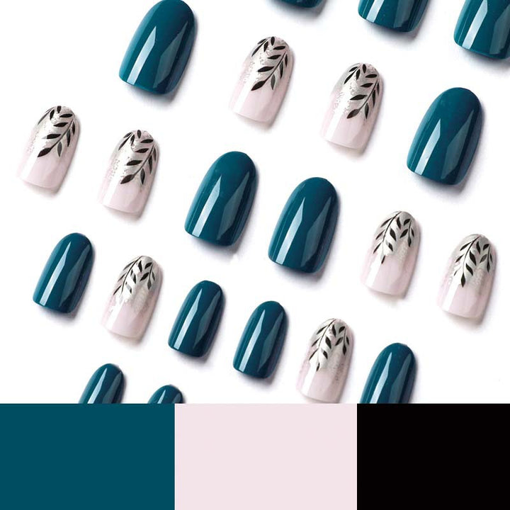 Elegant Nail Art with Floral Accent and Metallic Details Kalsten