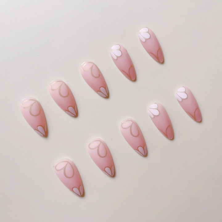 Artificial nail set with luxurious floral 3D decorations Kalsten