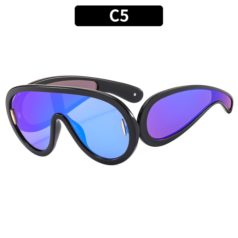 Futuristic Dual-Lens Shield Sunglasses
