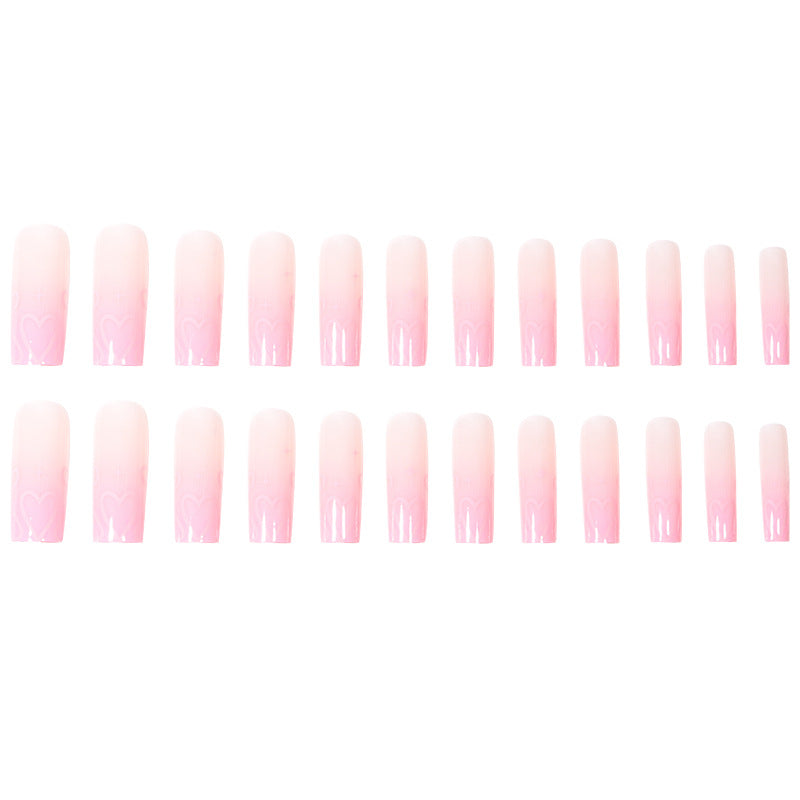 Heart-Design Long Press-On Nails Kalsten