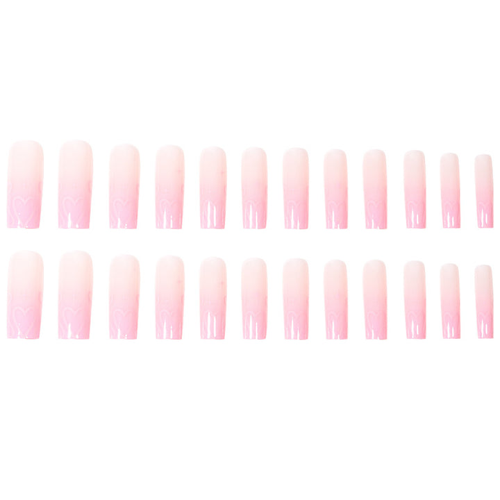 Heart-Design Long Press-On Nails Kalsten