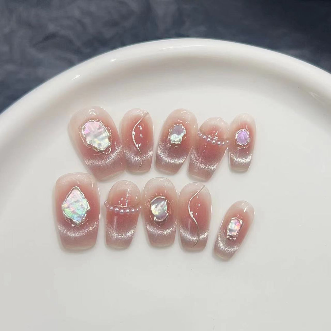 Decorative Press-On Nail Collection with Gemstone Accents Kalsten