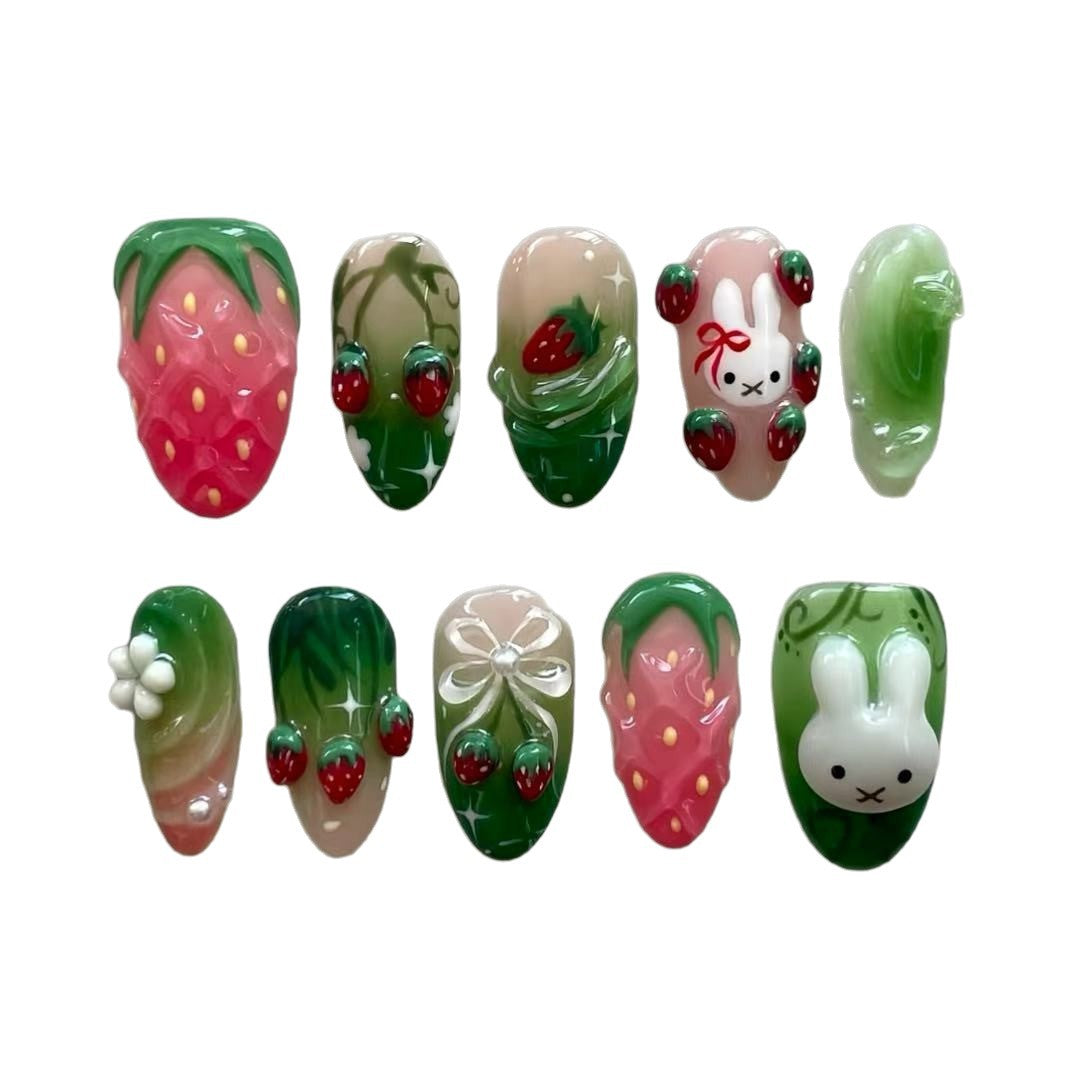 Artistic Floral Press-On Nail Set Kalsten