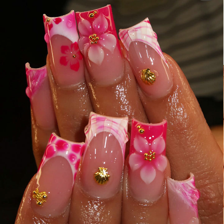 Romantic Floral Press-On Nail Design Kalsten