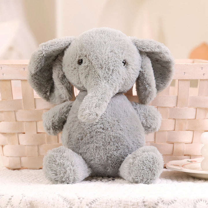 Soft Grey Elephant Plush Lovey with Rounded Belly Floppy Ears & Embroidered Safety Eyes Kalsten