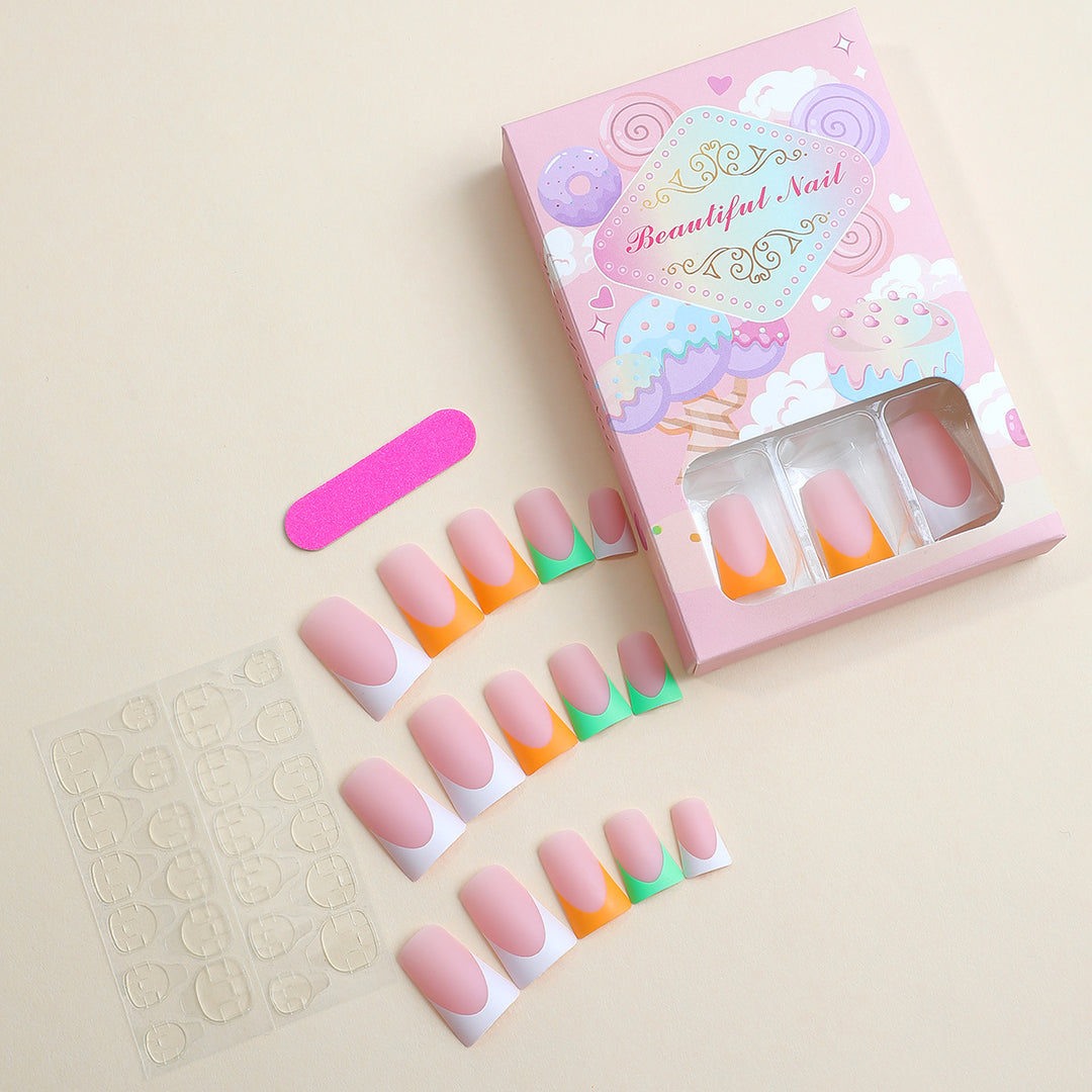 Artistic Press-On Nail Set with Unique Colorful Tips kalsten