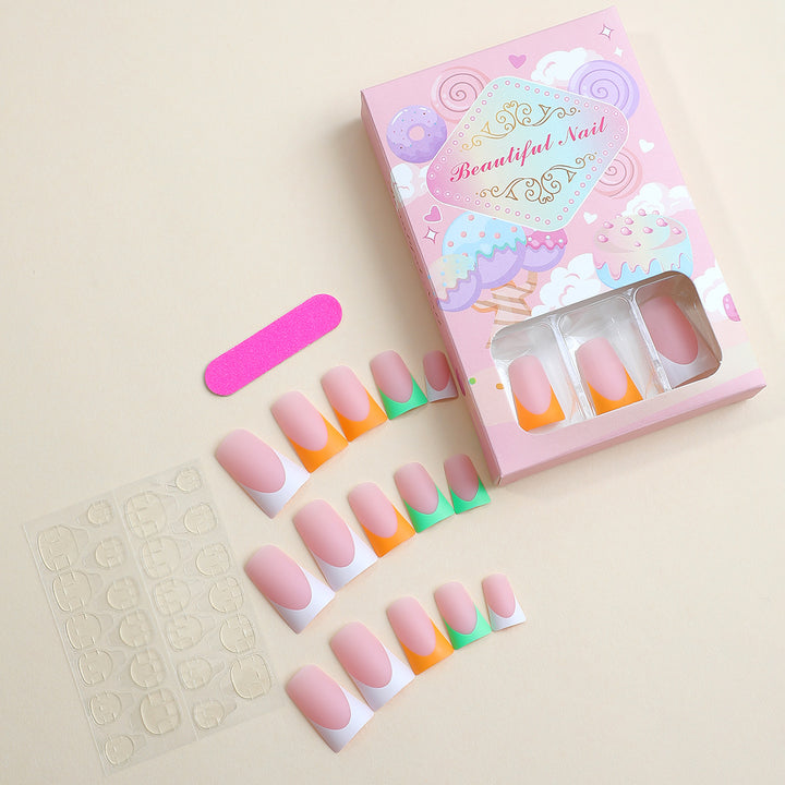 Artistic Press-On Nail Set with Unique Colorful Tips kalsten
