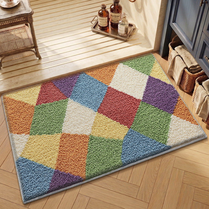 Textured Geometric Bath Rug Kalsten