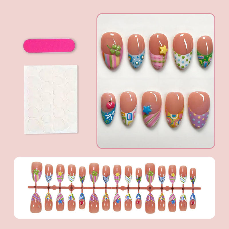 Artificial nail set with colorful summer motifs Kalsten