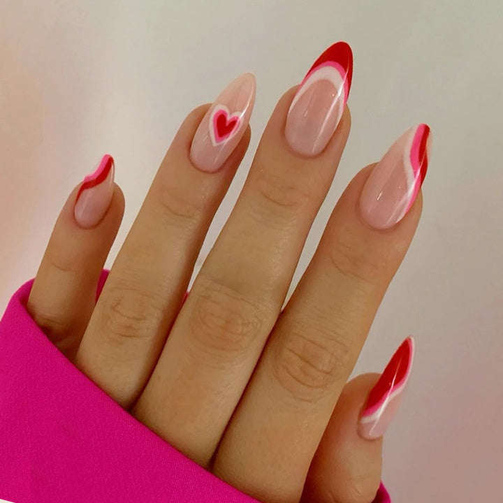 Artistic Heart-Themed Acrylic Nail Extensions Kalsten