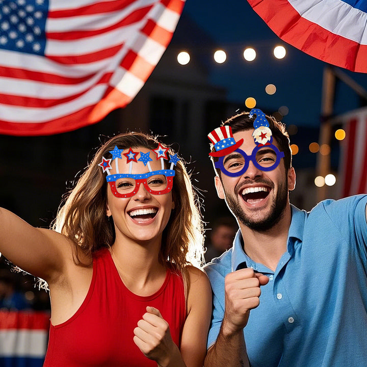 Unisex nan patriotic glitter novelty party glasses with USA letter topper Kalsten