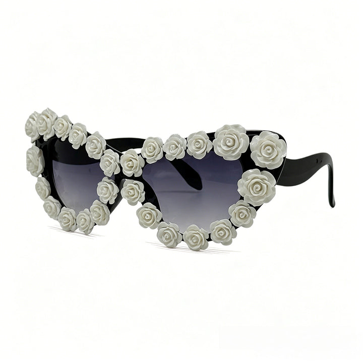 Women's Heart-Shaped Sunglasses with Floral Application Kalsten
