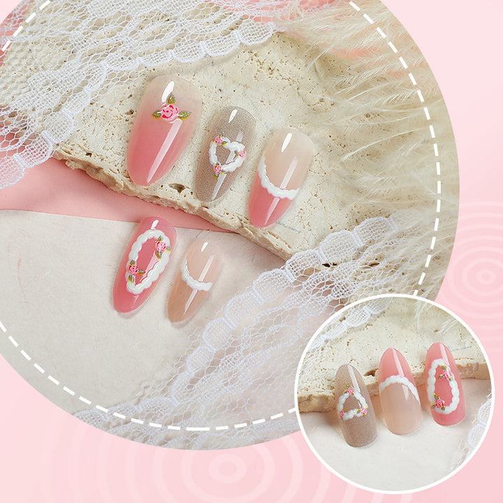 Decorative 3D Floral Press-On Nails