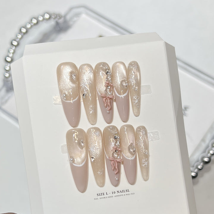 Decorative Stiletto Press-On Nail Set with Artistic Accents Kalsten