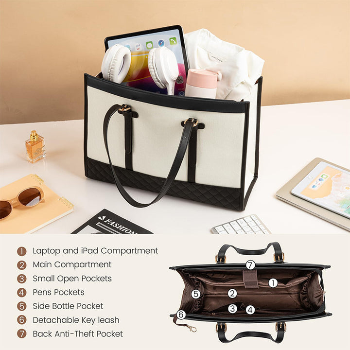 Elegant Tote Bag with Removable Cosmetic Pouch Kalsten