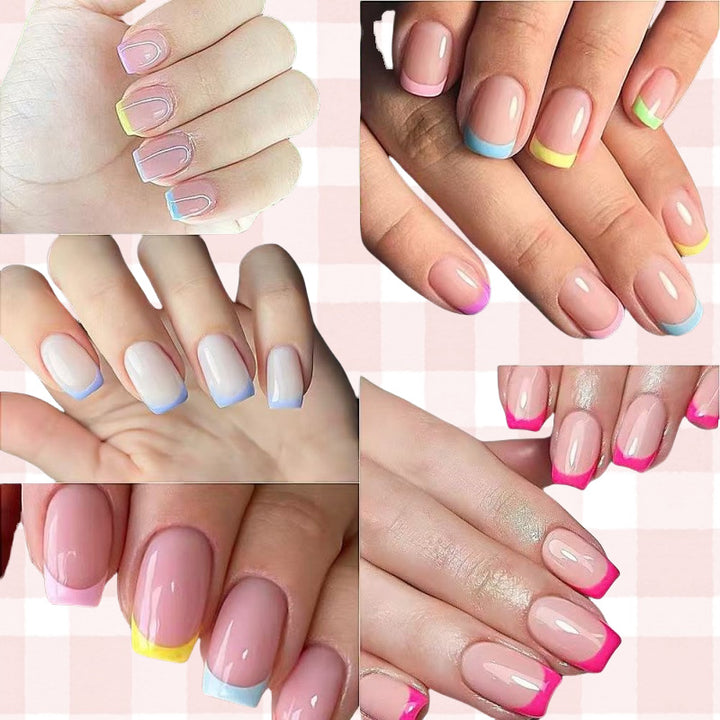 Artificial Nail Set with Colorful Accented Tips Kalsten
