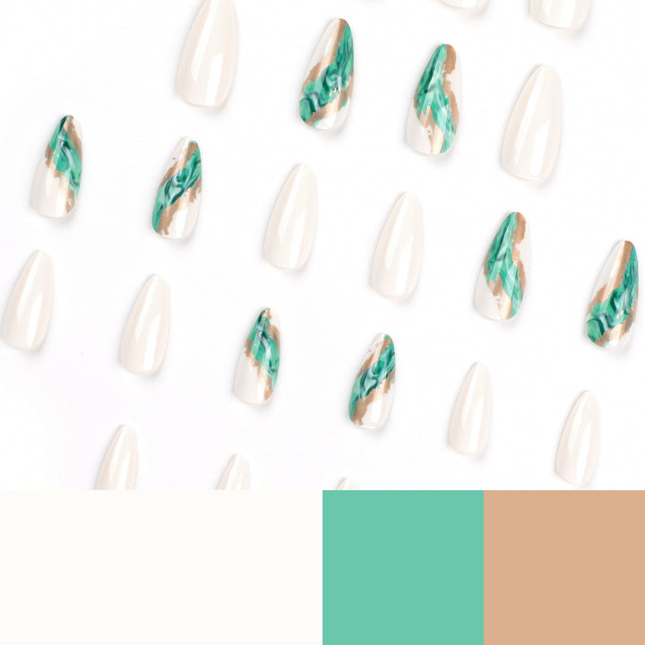 Artful Nail Extensions with Elegant Marbled Design Kalsten
