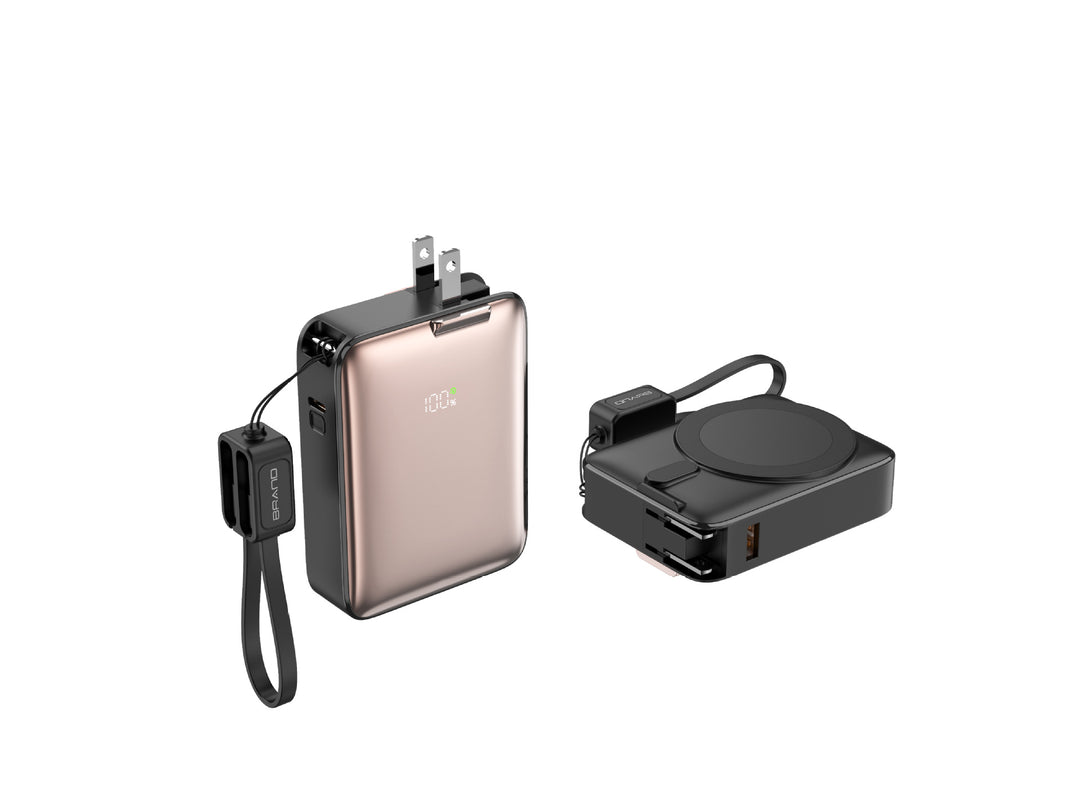 Portable power bank with integrated magnetic charger and smart LED display Kalsten