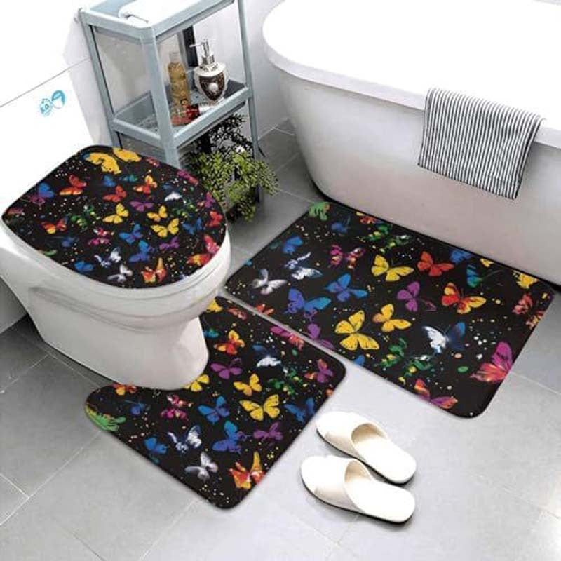Geometric Pattern Bathroom Mat Set